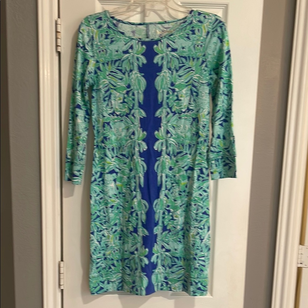 Lilly Pulitzer Green Sheath Dress with Crew Neck